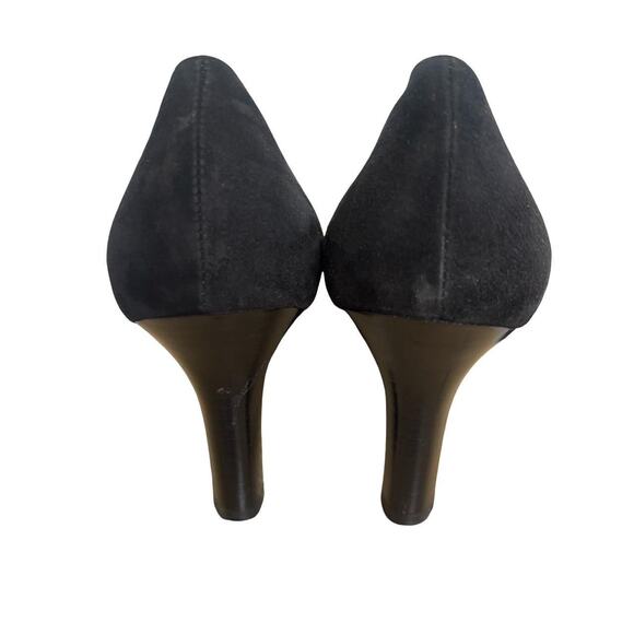Y2K VTG. SALVATORE FERRAGAMO BLACK SUEDE PUMPS HEELS SZ. 8-8.5 EUC. - Picture 6 of 8